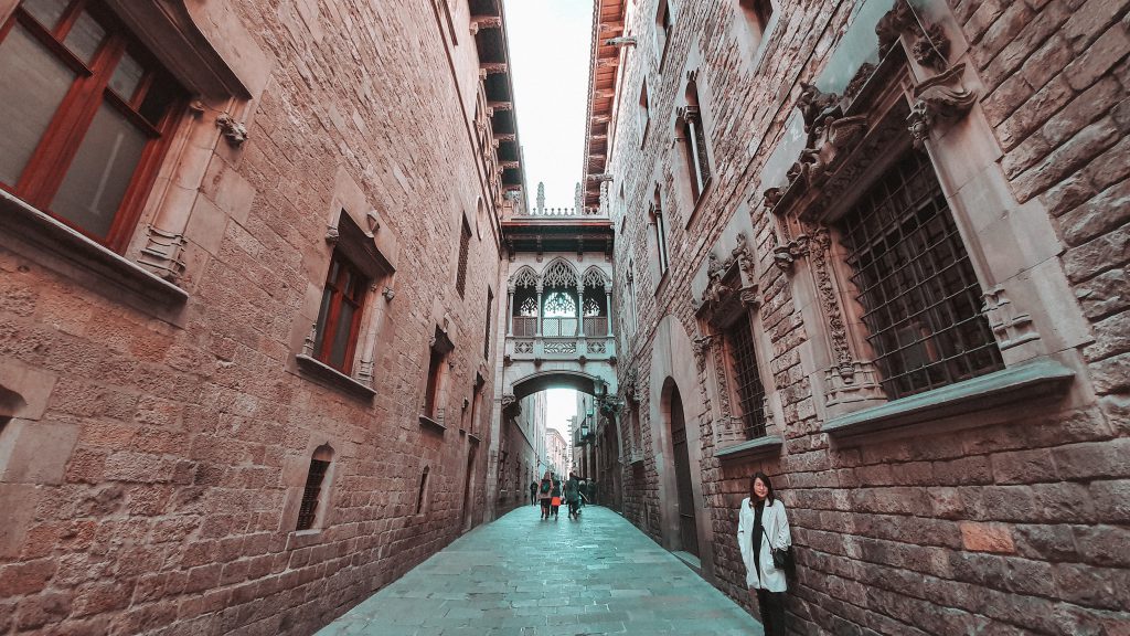 The always enticing Gothic quarter with its Pont del Bisbe, one of the most popular spots